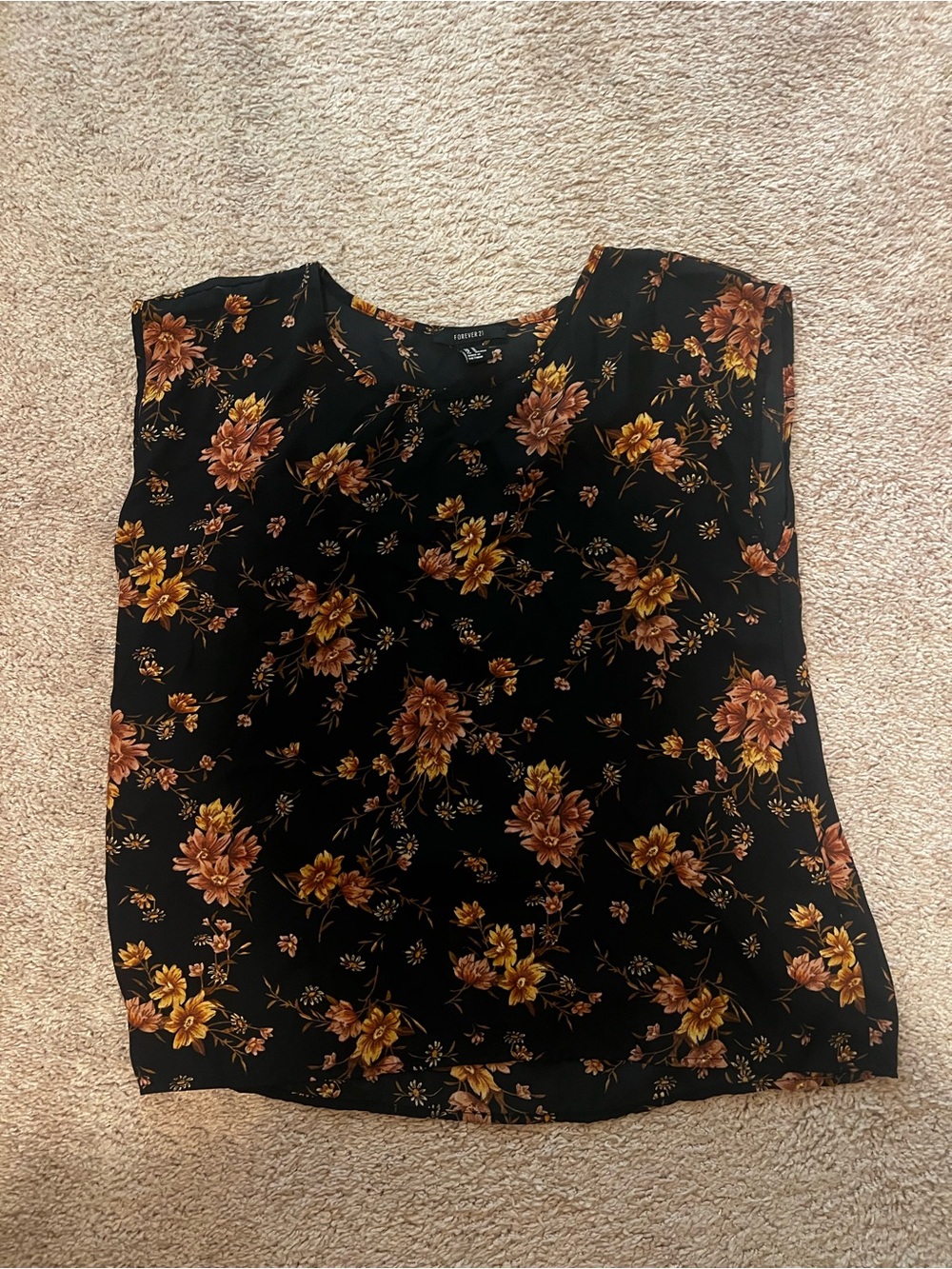 Forever 21 Black Floral Sleeveless Top
